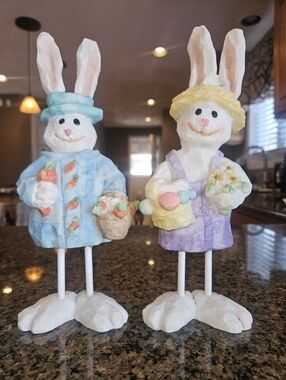 2 Pc Easter Bunny Figurines